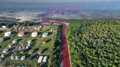 Argentina canal turns bright red, alarming residents